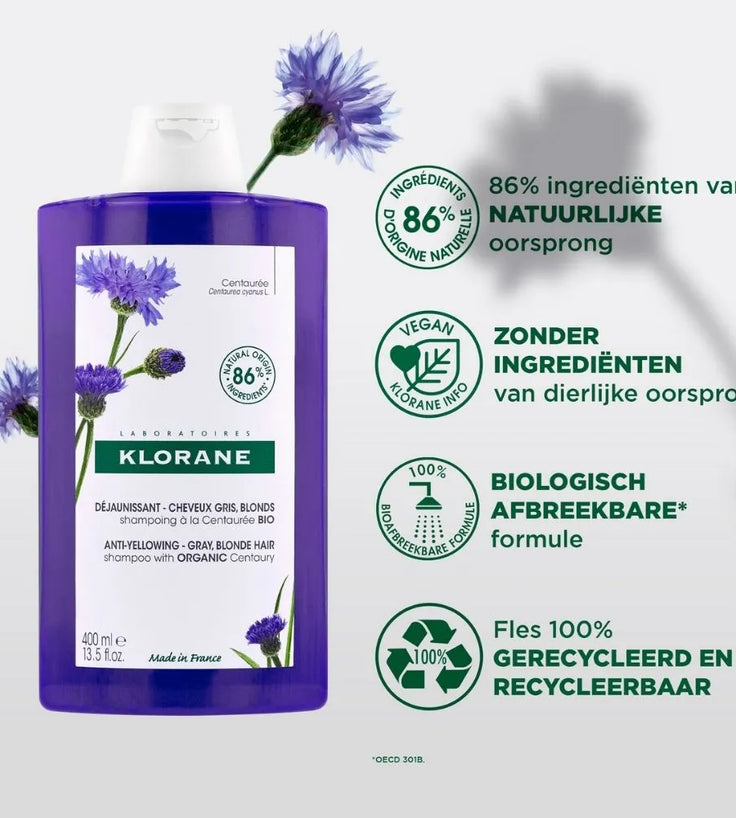 Klorane zilvershampoo Duizendguldenkruid (400 ml)