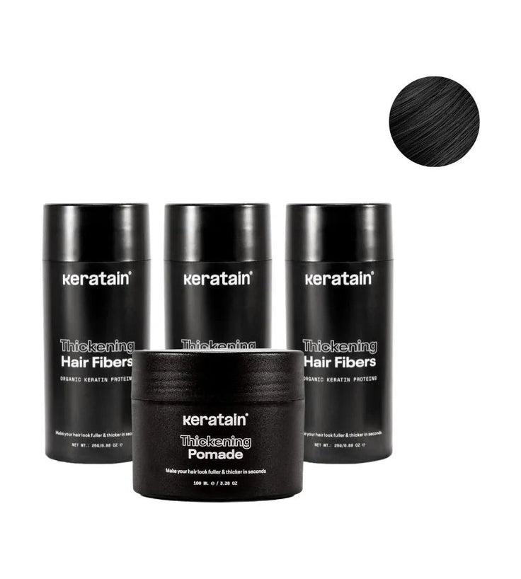 3x Keratain haarvezels + gratis Keratain pommade - Zwart (25 gr)