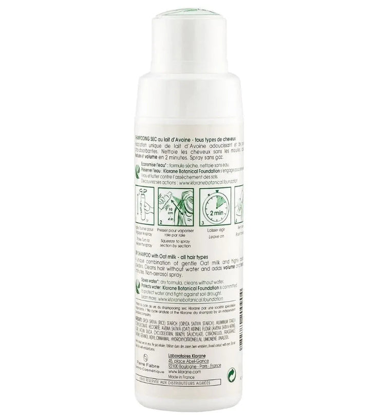 Klorane droogshampoo alle haartypes Havermelk - gasvrij (50 gr)