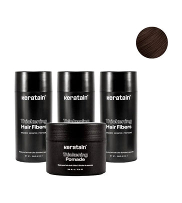 3x Keratain haarvezels + gratis Keratain pommade - Donkerbruin (25 gr)