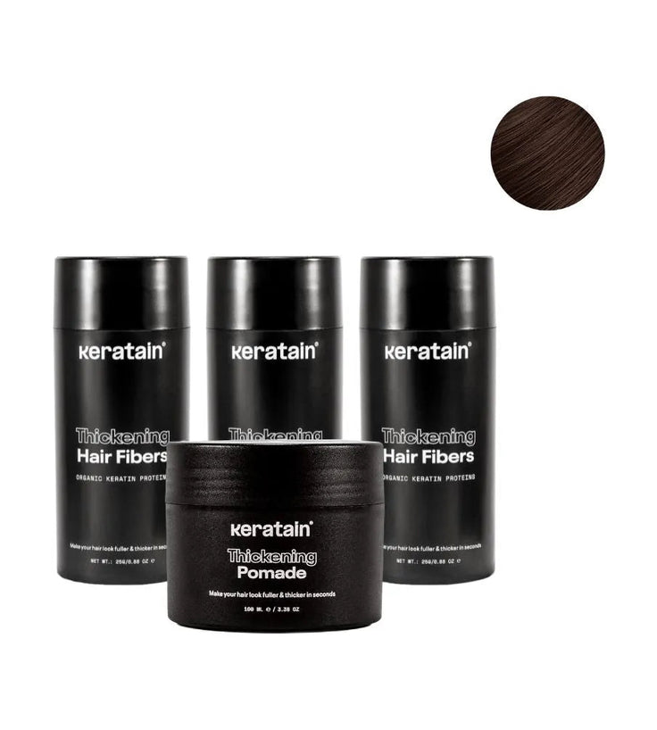 3x Keratain haarvezels + gratis Keratain pommade - Donkerbruin (25 gr)