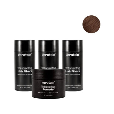 3x Keratain haarvezels + gratis Keratain pommade - Medium bruin (25 gr)