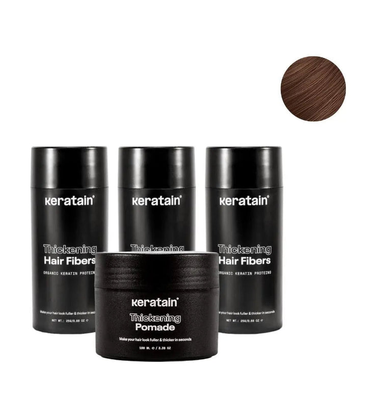 3x Keratain haarvezels + gratis Keratain pommade - Medium bruin (25 gr)