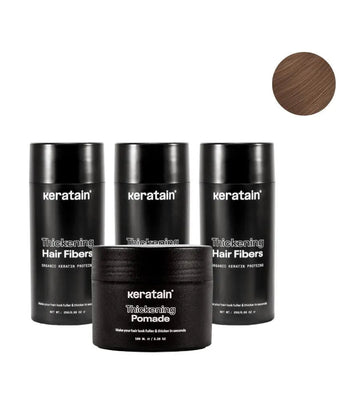 3x Keratain haarvezels + gratis Keratain pommade - Lichtbruin (25 gr)
