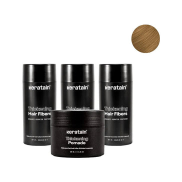 3x Keratain haarvezels + gratis Keratain pommade - Donkerblond (25 gr)