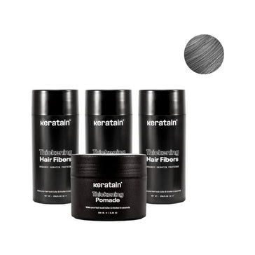 3x Keratain haarvezels + gratis Keratain pommade - Grijs (25 gr)