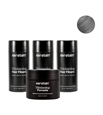 3x Keratain haarvezels + gratis Keratain pommade - Grijs (25 gr) 3x Keratain haarvezels + gratis Keratain pommade - Grijs (25 gr)