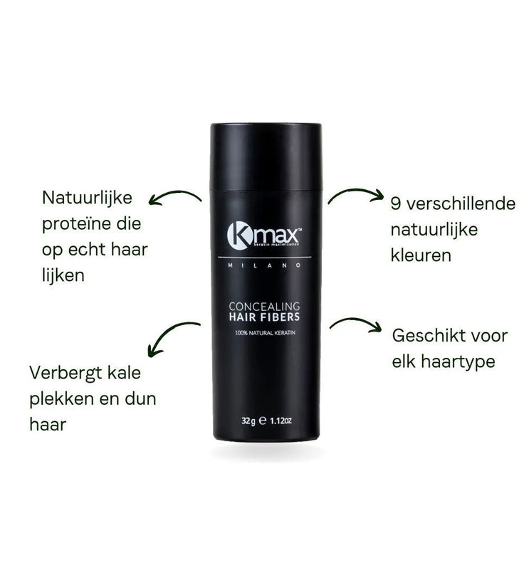 Kmax keratine haarvezels - Zwart (32 gr)